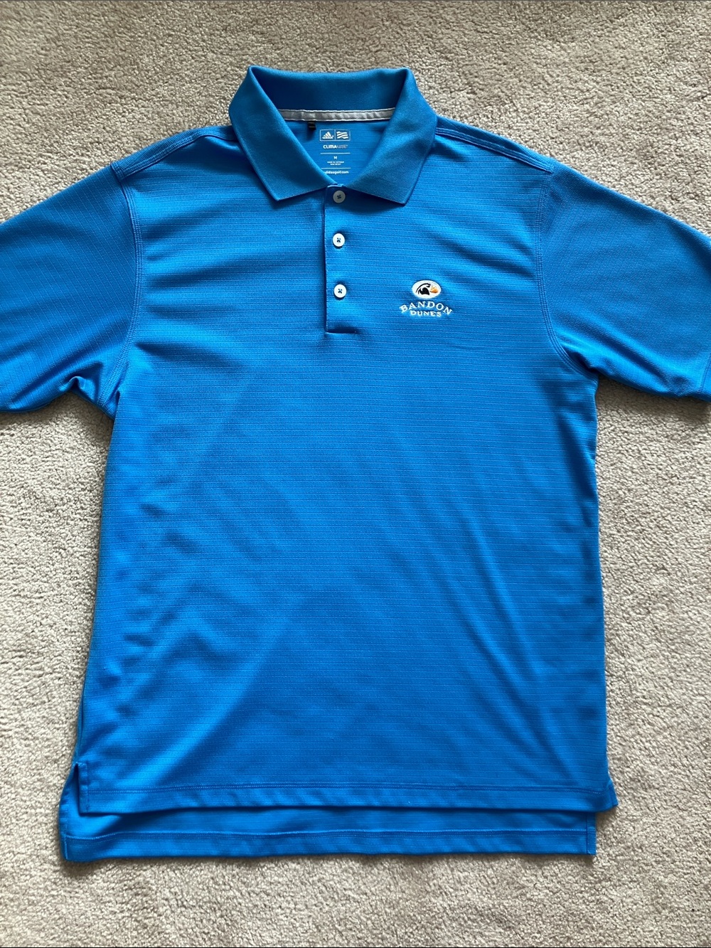 adidas Bandon Dunes Bright Blue Short Sleeve Polo with Embroidered Logo